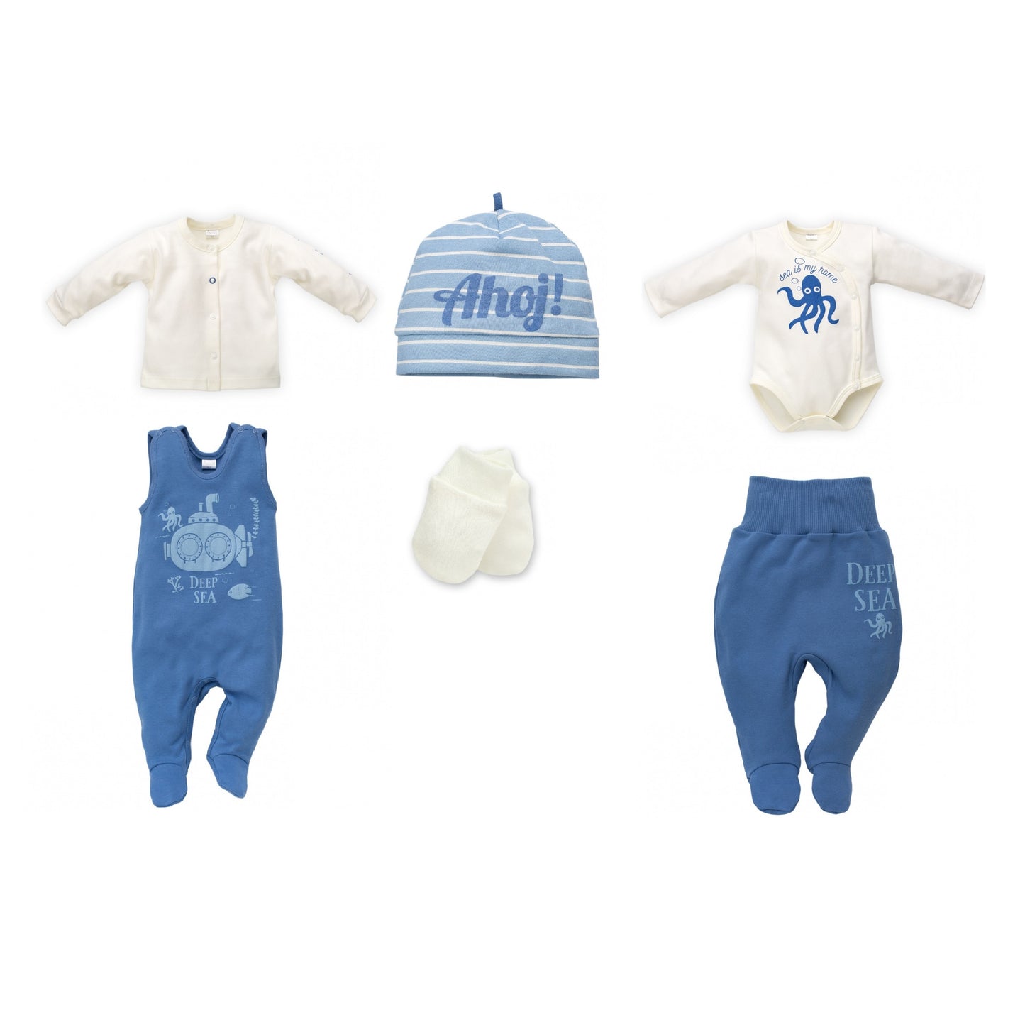 Nyfødt baby sett, Sea World, 6 deler, str 56