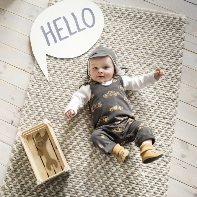 Nyfødt baby sett, Old Cars, grå, 7 deler, str: 56,62