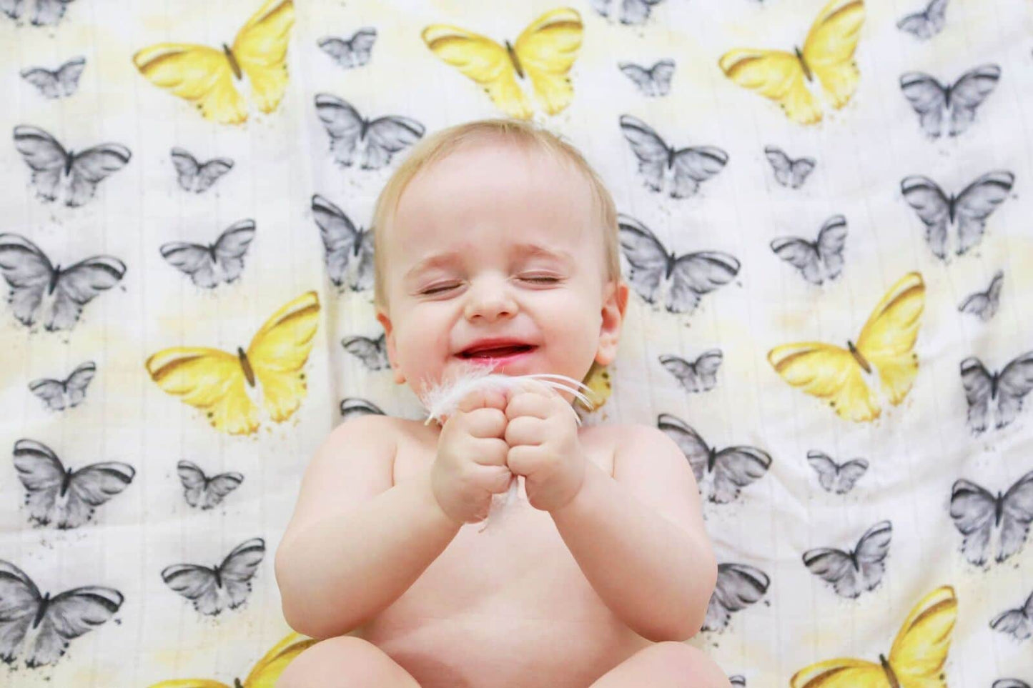 Bambus Swaddle, Sommerfugler, 3 str: 30x30, 75x75, 120x120