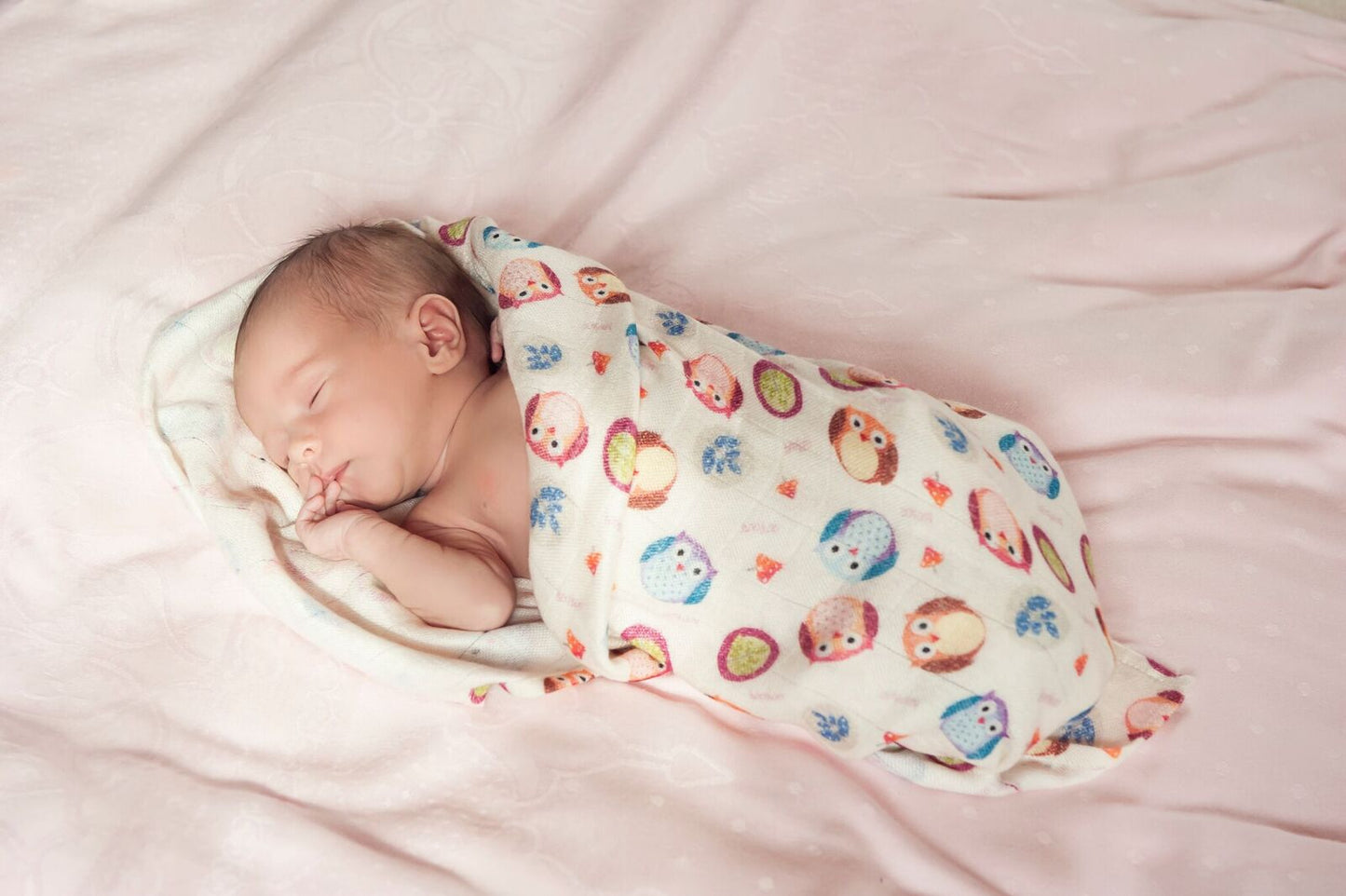 Bambus Swaddle, Ugler, 3 str: 30x30, 75x75, 120x120