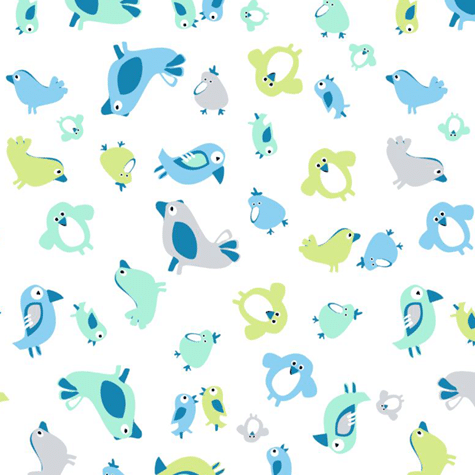 Bambus Swaddle, Fugler blå, 3 str: 30x30, 75x75, 120x120