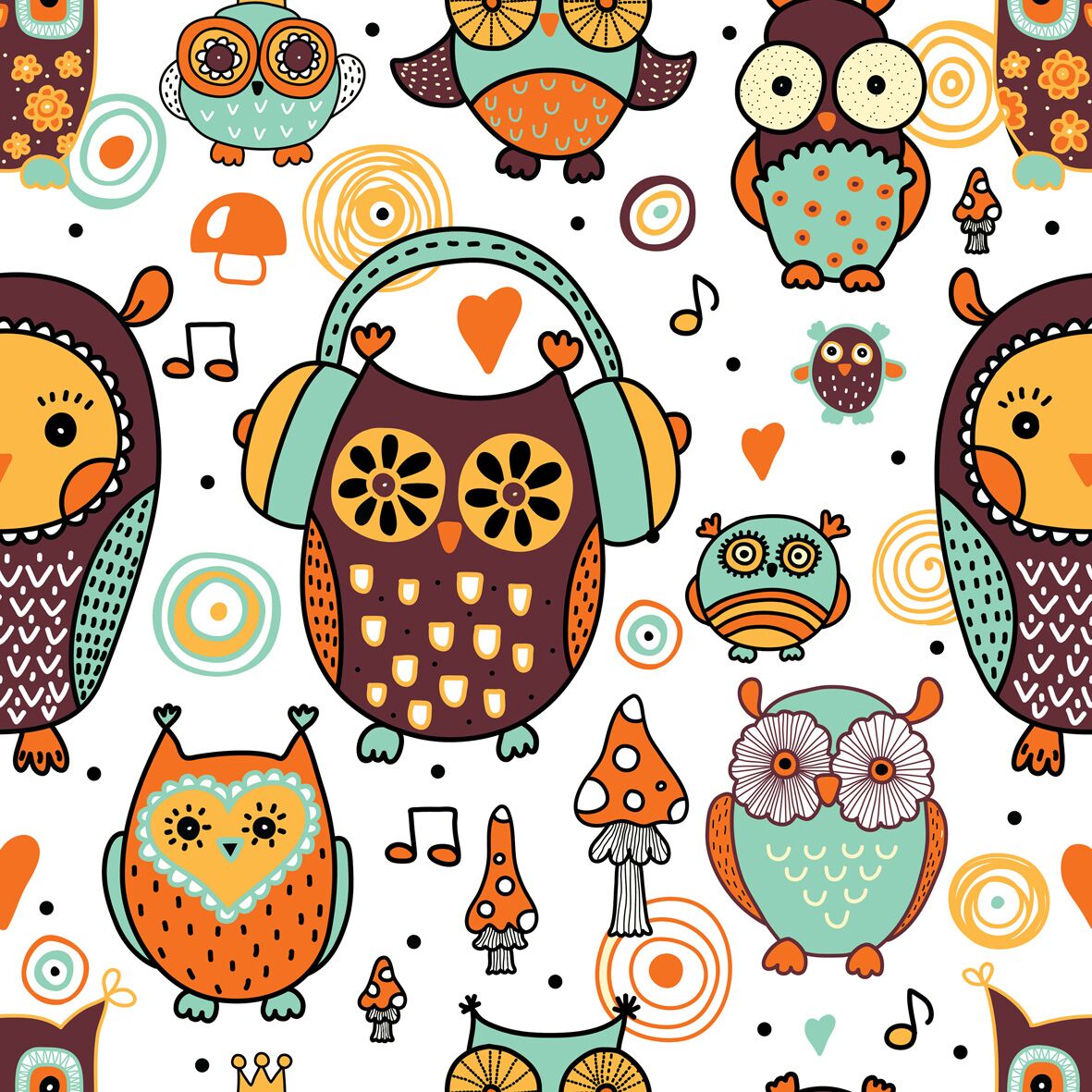 Bambus Swaddle, Music Owls, 3 str: 30x30, 75x75, 120x120