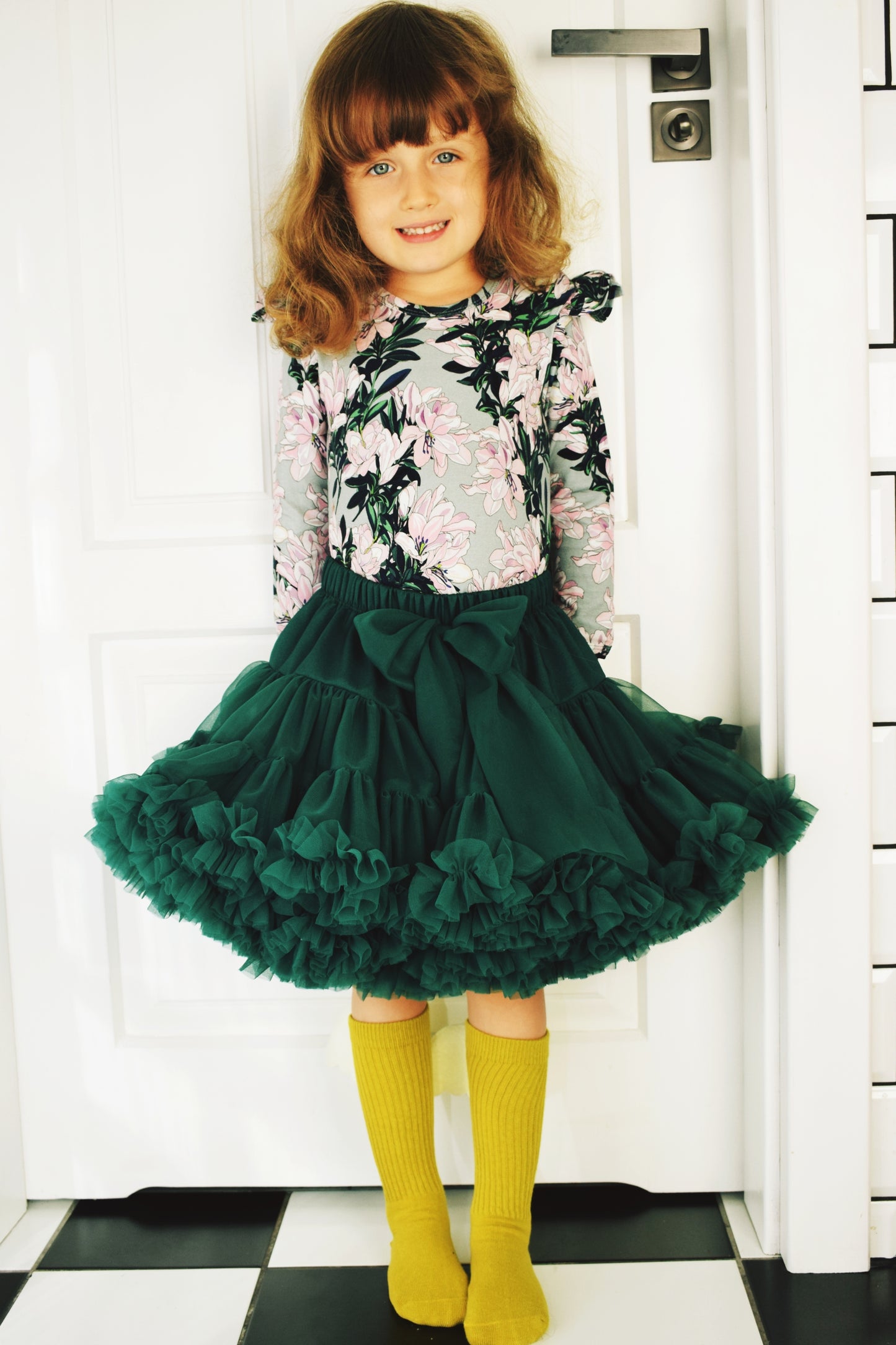 Tyllskjørt Pettiskirt, smaragd, str 0-6år og voksen str.