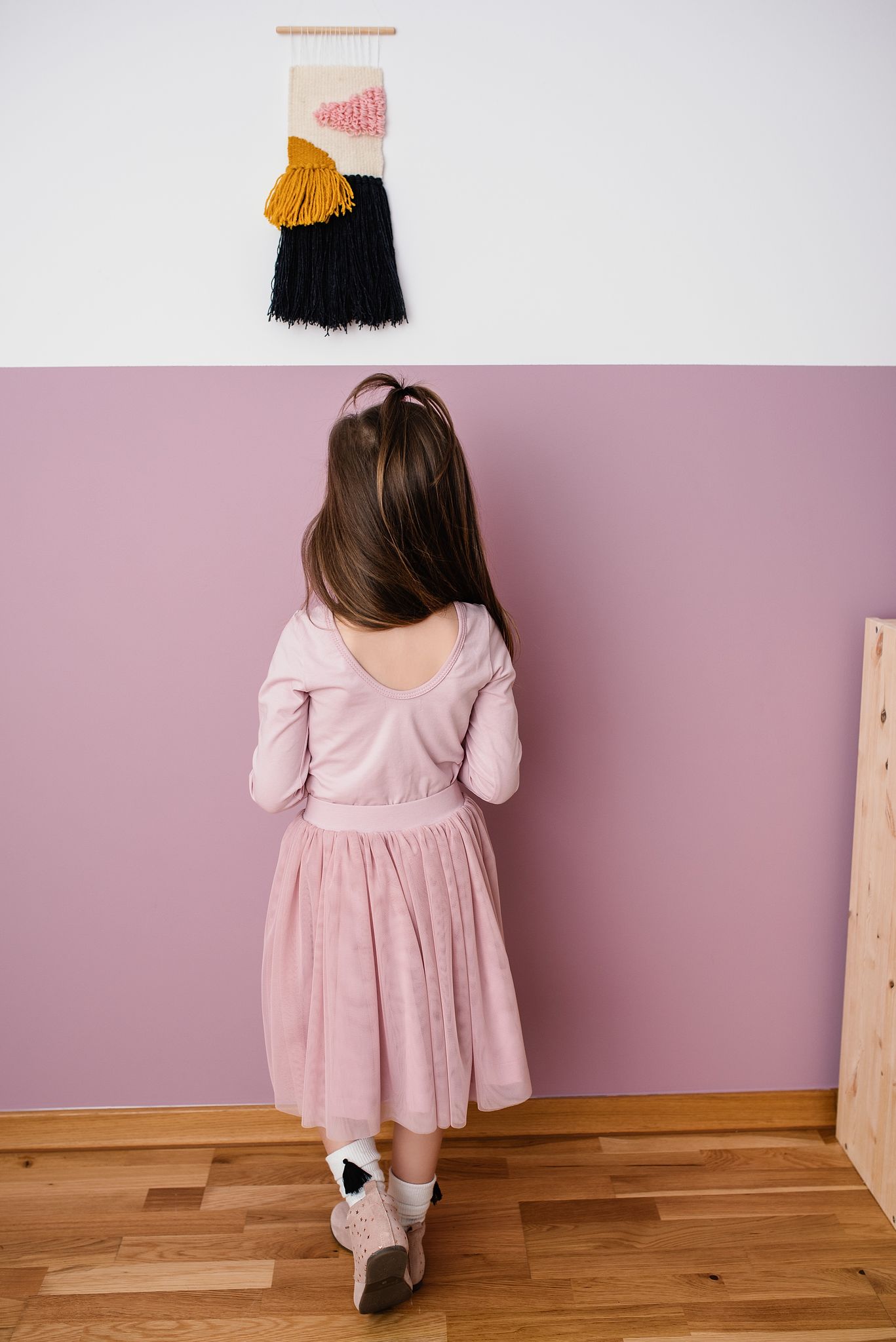 Bodysuit med lange ermer Ballerina, gammelrosa, str 80-122