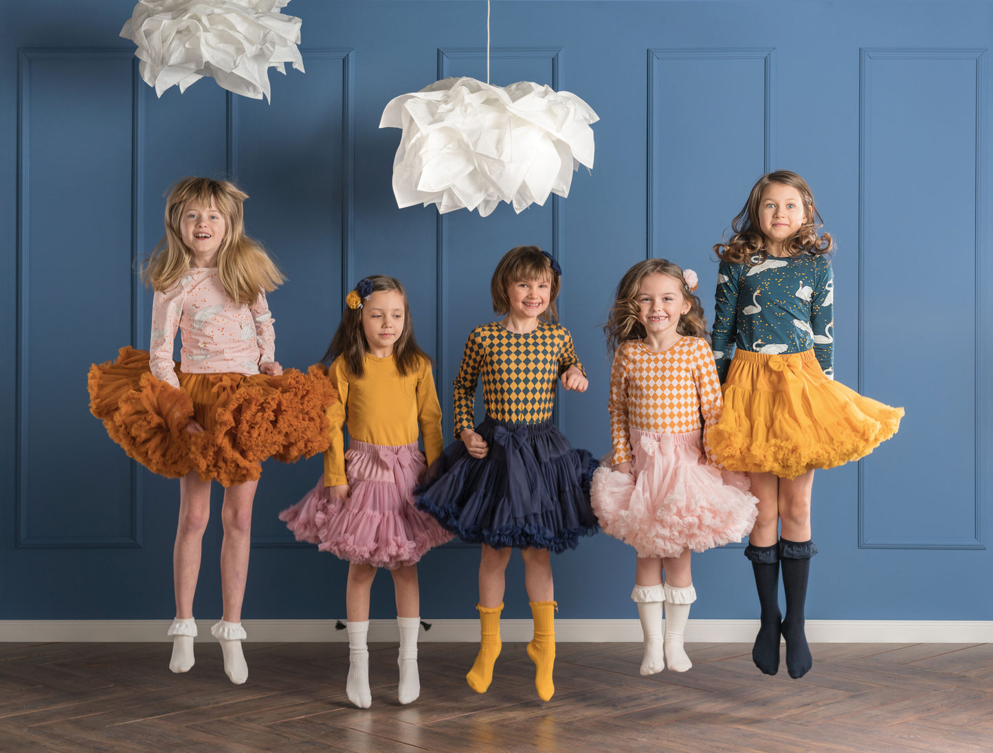 Bodysuit med lange ermer Ballerina, mørkeblå/mustard print, str 80-122