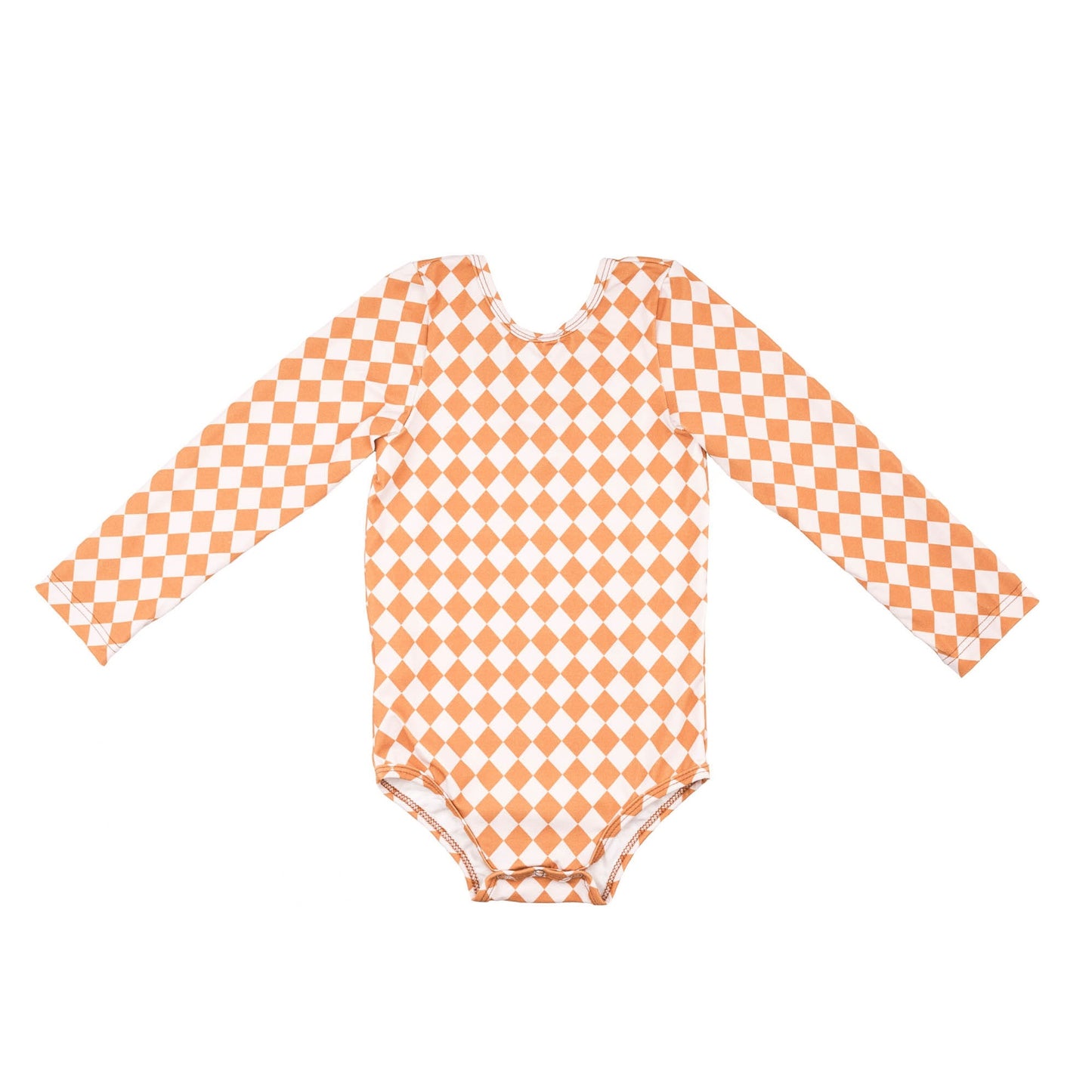 Bodysuit med lange ermer Ballerina, karamell/lyserosa print, str 80-122