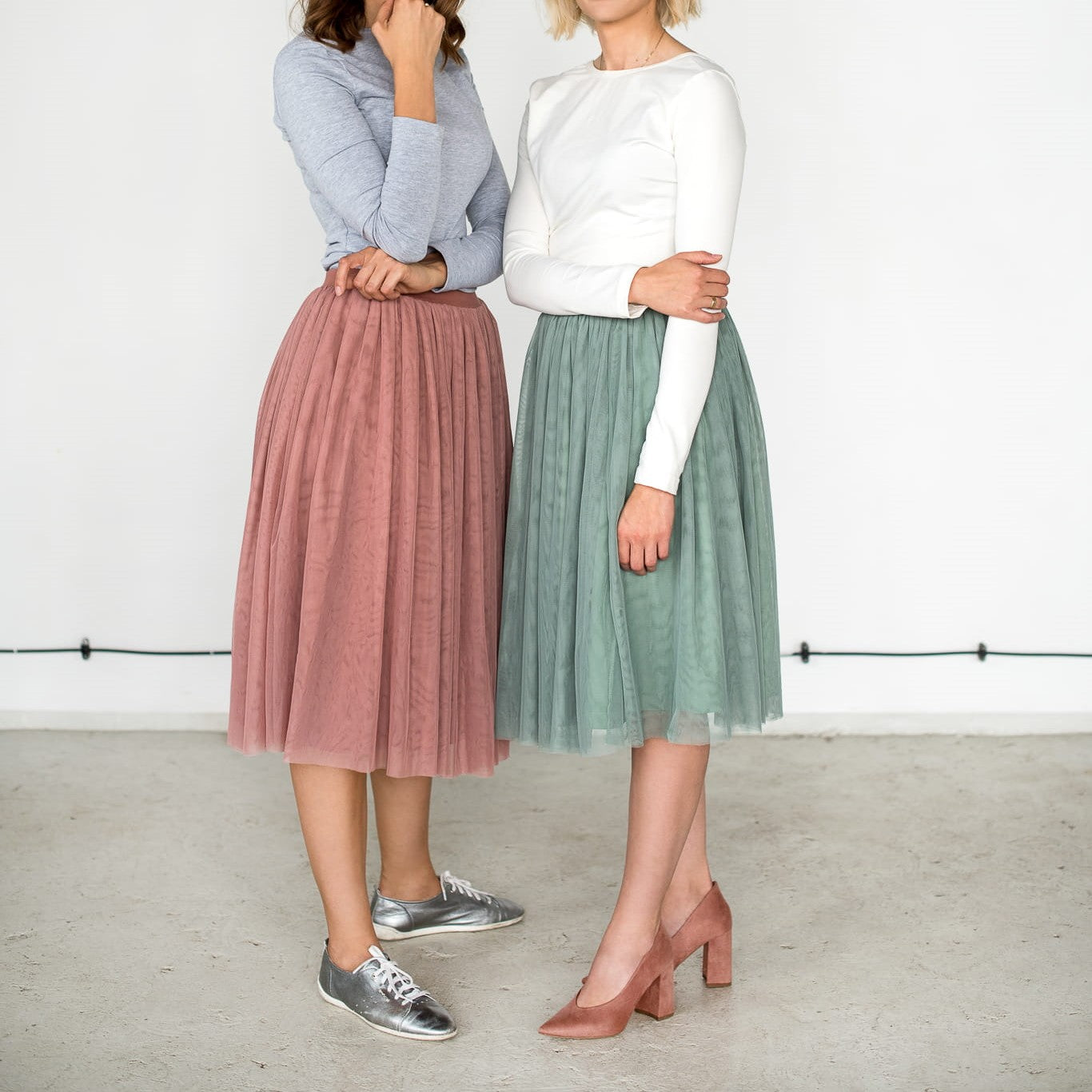 Skjørt i tyll, mint, str 80-146 og voksen