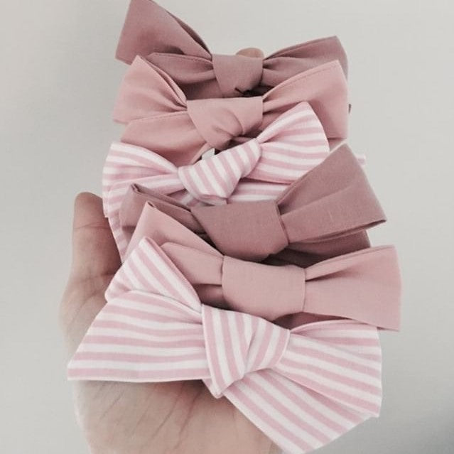 Bow Boho, stripete rosa, 10cm