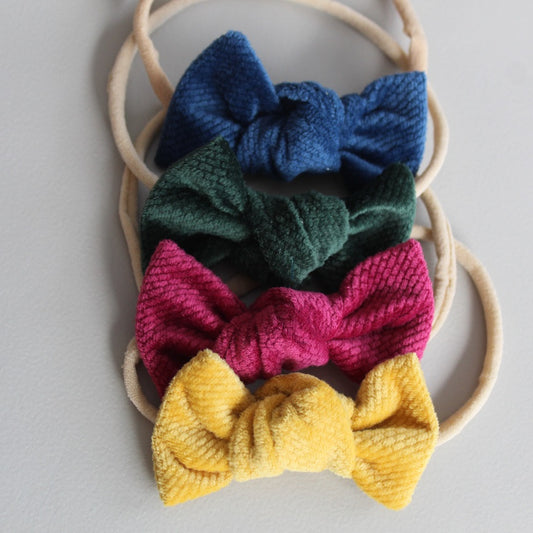 Sløyfe i velour, hårbånd, 4 farger, 6cm