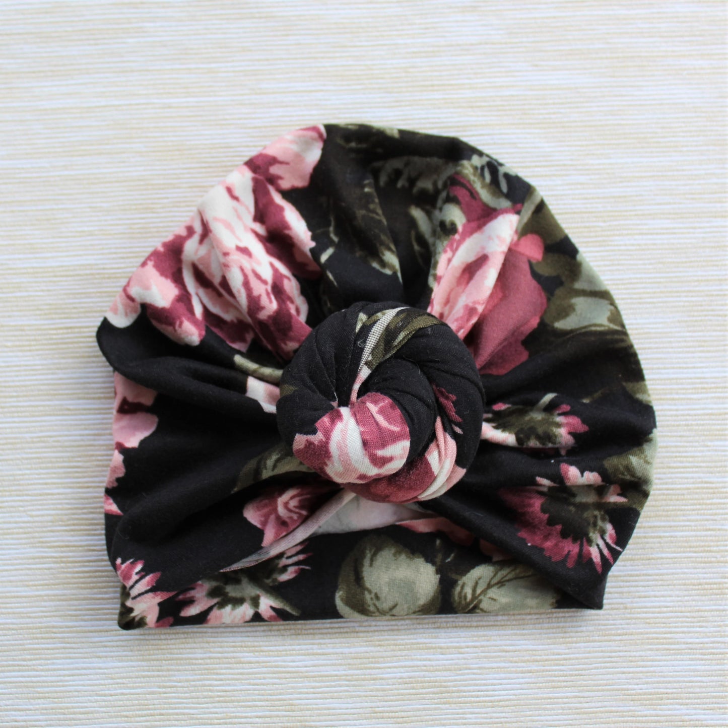 Knot turban &amp; hårbånd Black Floral