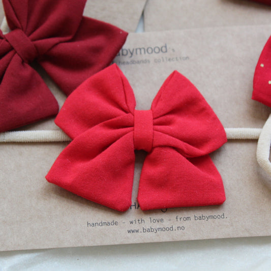 Sløyfe hårbånd, rød, 6cm