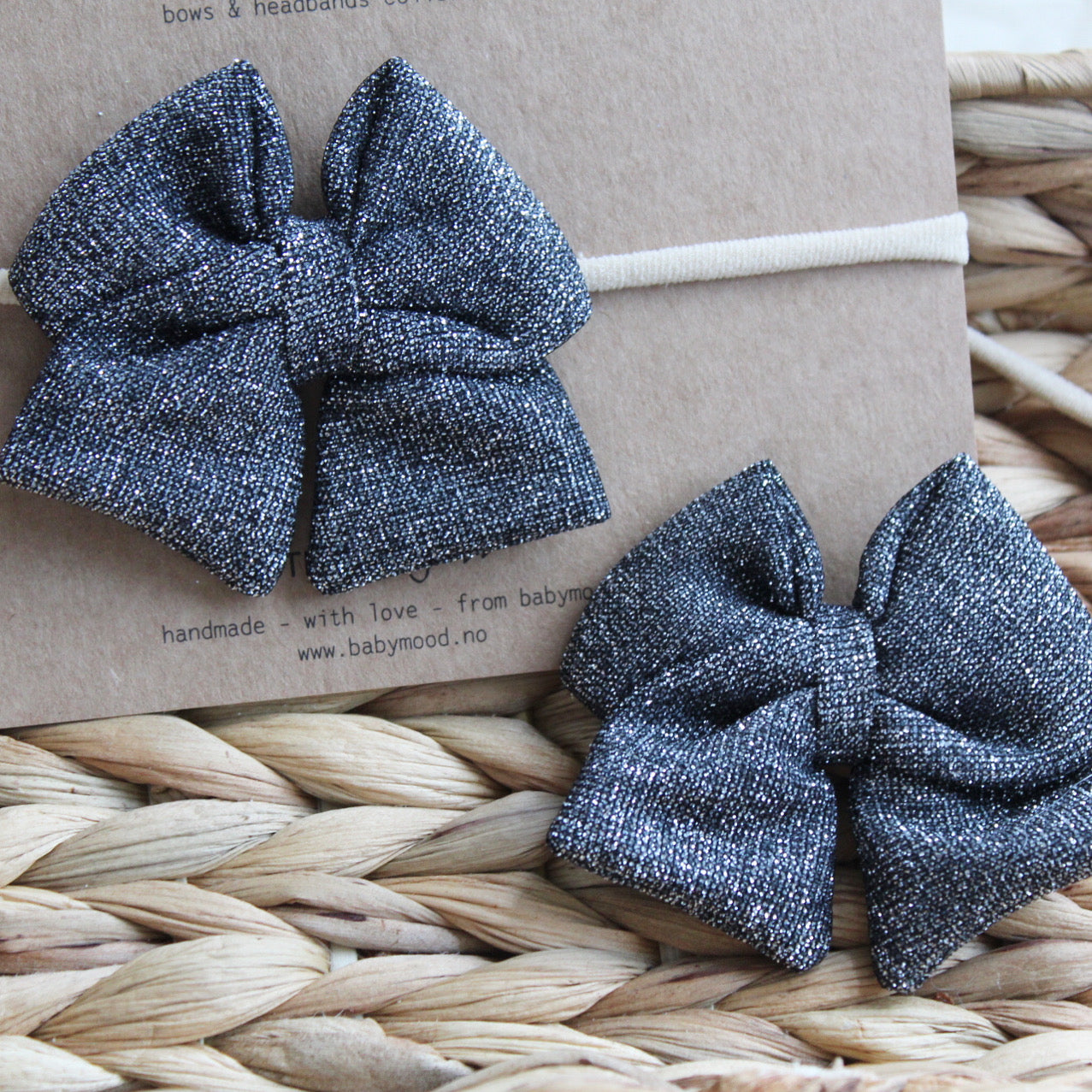 Sløyfe hårbånd bling, mørk grønn, 6cm