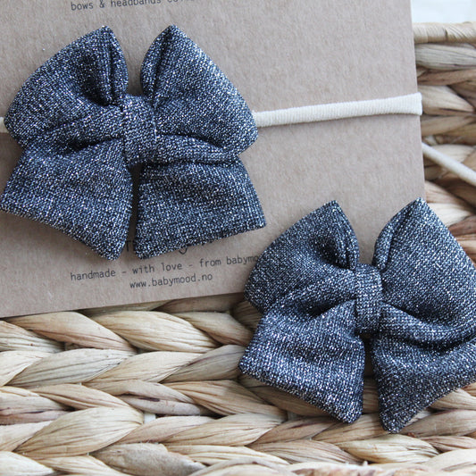 Sløyfe hårbånd bling, mørk grønn, 6cm