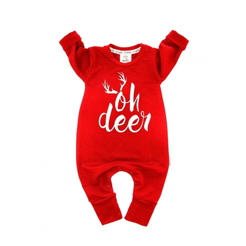 Oh Deer overall, rød, strl.50-104